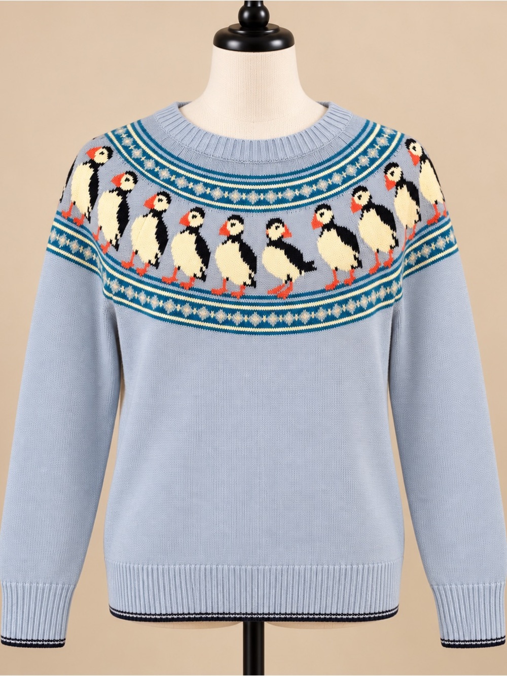 NWOT Puffin Fair Isle Cotton Sweater Lands’ End M